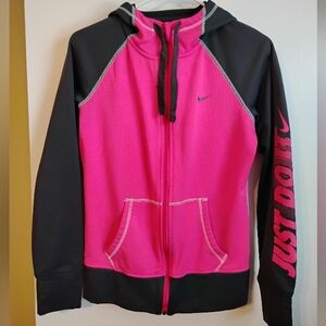 Nike therma fit full zip jacket | pink and gray size small